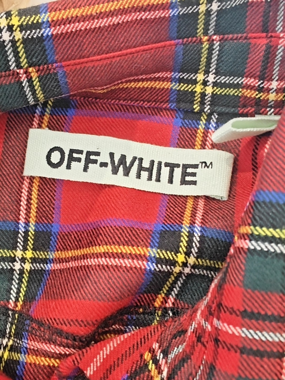 Off-White Red Plaid Button-Up Shirt - Picture 11 of 11